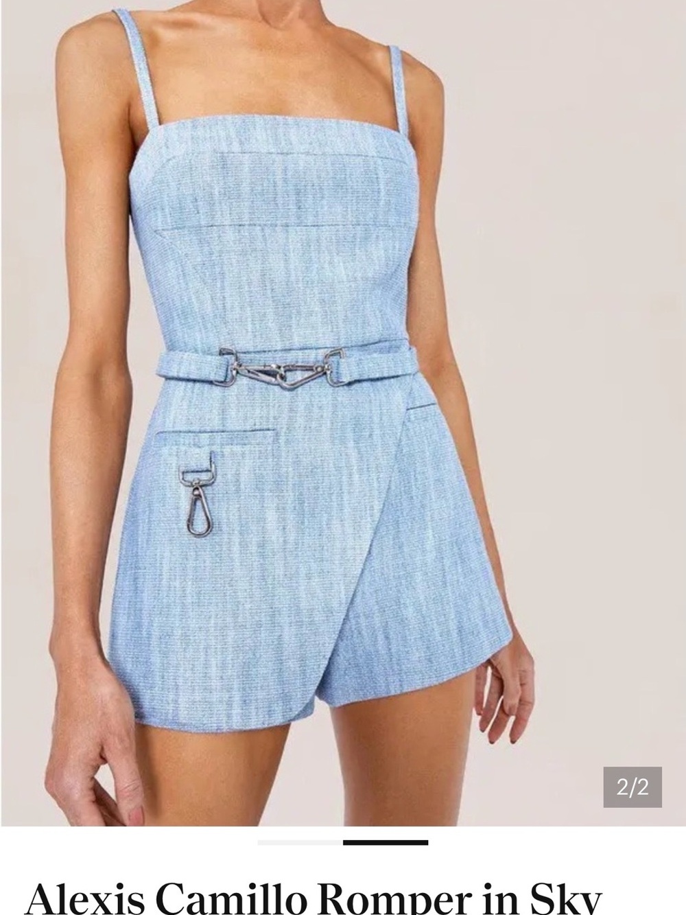 Alexis Sky Blue Strapless Romper with Belt